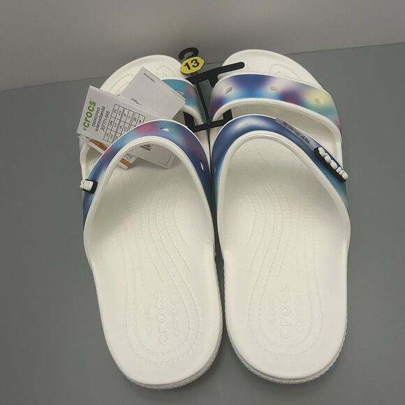 Crocs Classic Solarized Men’s Slide Sandals 207771-94S White Multi Size 13 - Picture 2 of 5